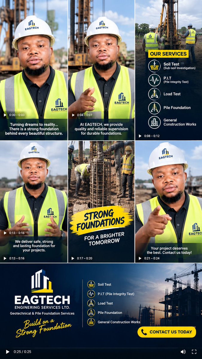 GeotechLmt's tweet photo. @yabaleftonline Strong foundations build lasting structures. 🏗️

We provide professional Pile Foundation, Soil Testing, P.I.T., Load Testing &amp; Civil Engineering Services.

📞 09032430928

#PileFoundation #CivilEngineering #GeotechnicalEngineering #ConstructionNigeria #NigeriaConstruction https://t.co/x9zzn5NTgd