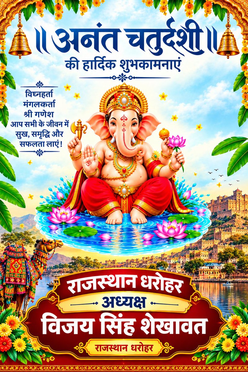 rajbanna773's tweet photo. अनंत चतुर्दशी की आप सभी  को हार्दिक शुभकामनाएं।

श्री हरि के अनंत स्वरुप की आराधना एवं भगवान गणेश के विसर्जन के इस पावन पर्व पर ईश्वर हम सभी को निरोगी काया,  सुख-शांति एवं खुशहाली की सौगात प्रदान करें। https://t.co/mALLINLyNm