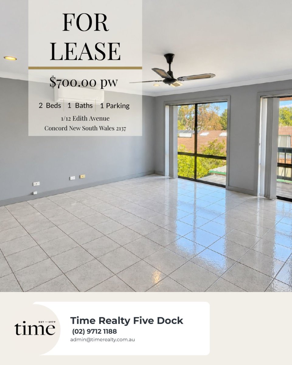 TimeRealtyFiveD's tweet photo. 2 bed | 1 bath | 1 car
📍 1/12 Edith Avenue, Concord New South Wales 2137

Our latest available rental on RateMyAgent.

...
#ratemyagent #realestate https://t.co/4eBClLPZsv