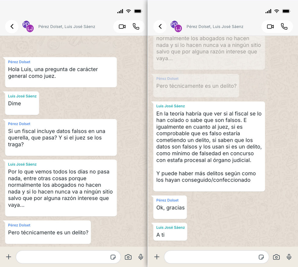 pabloharour's tweet photo. El chat de la cloaca de la PSOE: "Si un fiscal incluye datos falsos en una querella, ¿técnicamente es un delito?" y "¿y si el juez se los traga?" https://t.co/IWDdi6LQwz https://t.co/rXEJOvUxOg