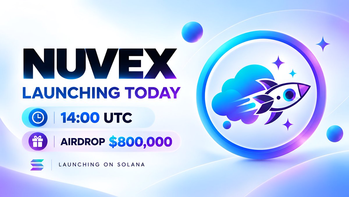 nuvexfamily's tweet photo. Claim $800,000 - $NUVEX airdrop for first 4500 🔥

$NUVEX will list Today at 14:00 UTC on #Solana 

✅Follow @nuvexfamily 
✅RT + Like
✅Comments $SOL address

Distribution airdrop 8 hours ⏳ https://t.co/fAwQjJJc6d