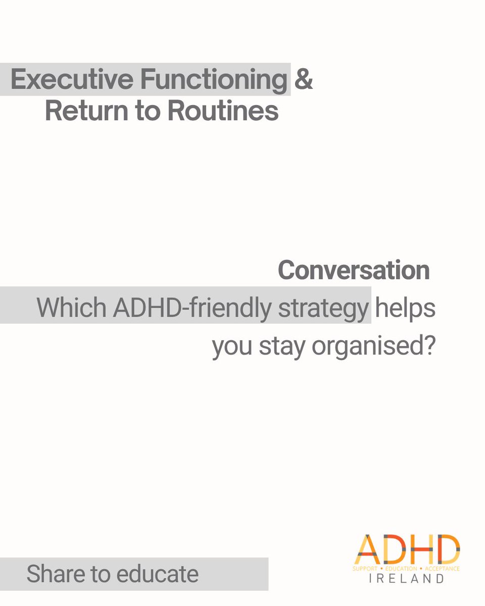 adhdireland's tweet photo. Do you have any strategies for returning to school or maintaining routines throughout the year? Drop them below! #Knowledgeispower
#ADHDIreland #ExecutiveFunctioning #ADHDAwareness #ADHDSupport https://t.co/BgPTzNoV09