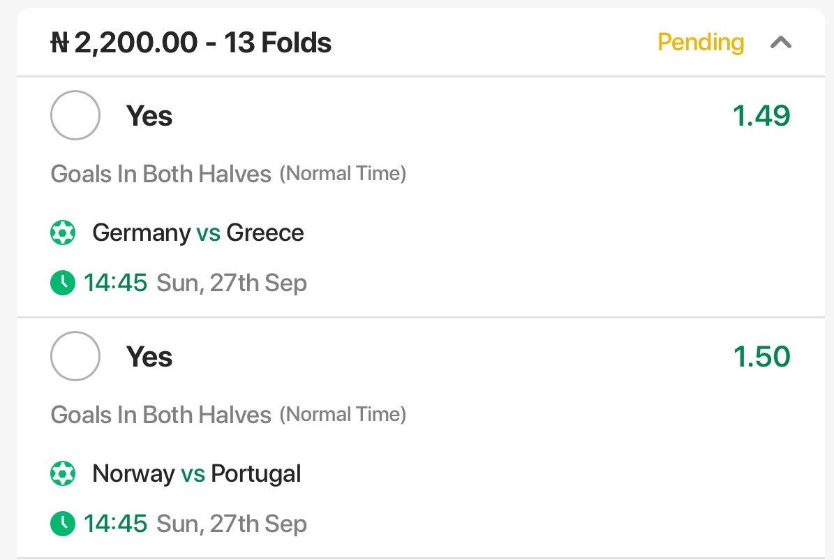 deenayaah's tweet photo. Goal in both halves 

1800 x 430  Odds! 

Bet codes - 55750, 55773

Register on NGBET with the link below👇🏾

link: https://t.co/ZcyXSU1Sgb
Promo code: DEENAYAAH https://t.co/Bf1zpb2Lvl