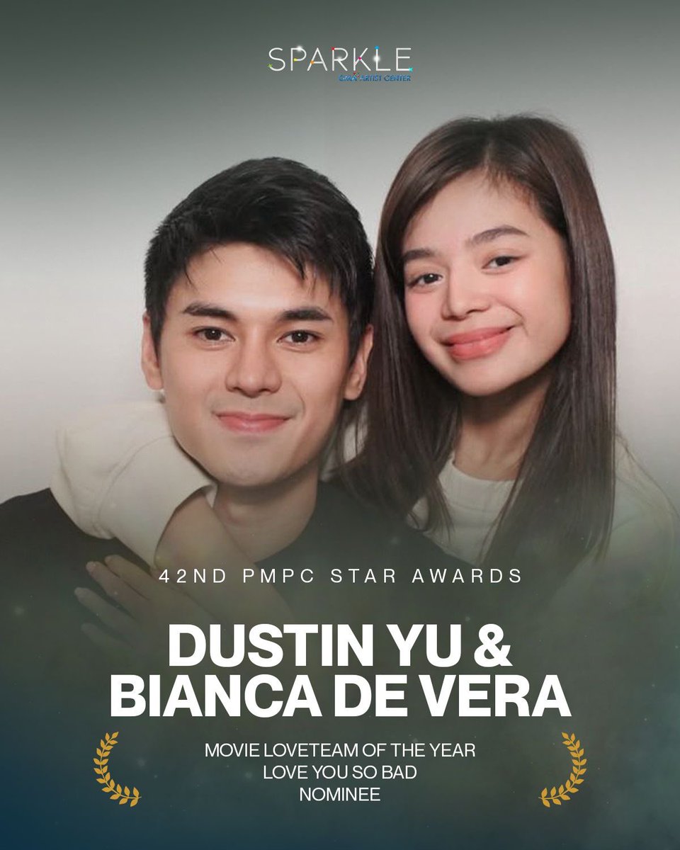 Sparkle_GMA's tweet photo. Congratulations to Dustin Yu and Bianca de Vera on their nomination for Movie Loveteam of the Year for Love You So Bad at the 42nd PMPC Star Awards for Movies! 🌟✨👏

#DustinYu https://t.co/9BjywXLlJF