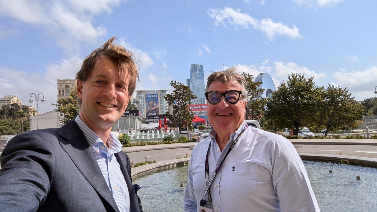 jdefraipont's tweet photo. A pleasure to meet on @BakuCityCircuit  Belgium's legendary F1 voice @VIGNERONGAETAN, who has covered almost all @F1 races in the last 35 years for Belgian public broadcaster @RTBF . https://t.co/BxSQLCmtkZ