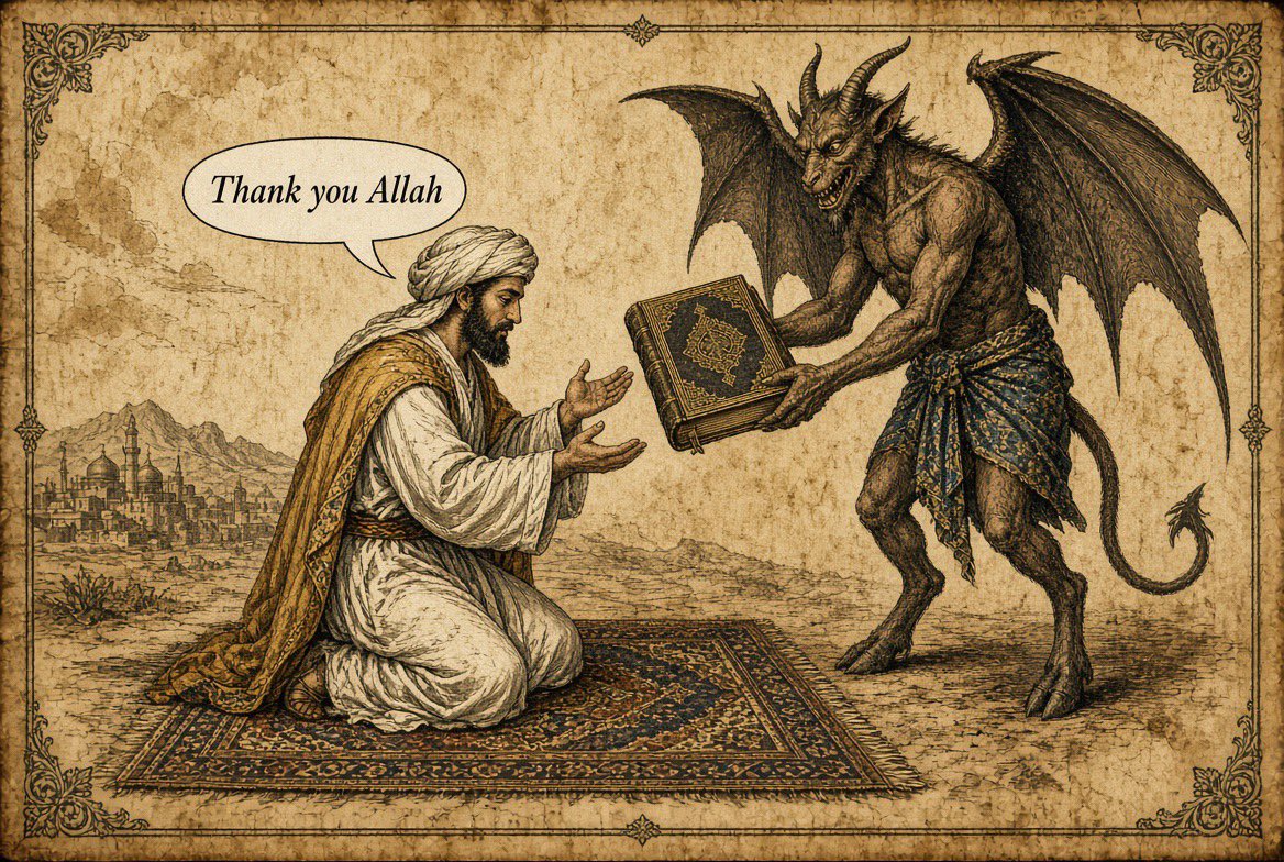 TheDemSlayer's tweet photo. • Allah of Islam is literally Satan.

• Muhammad was a pure evil, sick man.

• The Quran is a false, soul-destroying text.

• And Islam is the world’s largest terrorist organization and death-cult.

Any questions? https://t.co/oRsfprvrhW