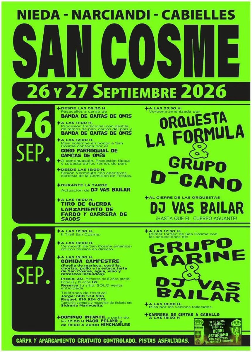 mundogaita's tweet photo. ➡️ Mañana la banda gaites d’ Onís tará tocando 🎶 nes fiestes 🎉 de San Cosme ⛪️
📆 26 Setiembre
🕙 9:30h
📍 Cabielles, Nieda y Narciandi (Cangues d’Onís)
#bandadegaites #pipeband #bagpipe #gaita #asturies #mundogaita https://t.co/JUBsknxdli