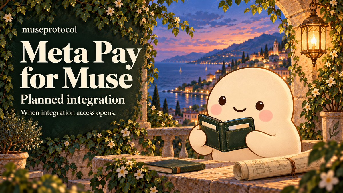 museprotocollol's tweet photo. Meta Pay for Muse is on our roadmap.

We plan to bring it to the $protocol launchpad as soon as it launches and integration access is available.

More possibilities for your muse.

thoughts? https://t.co/0AsJjm6OQ5