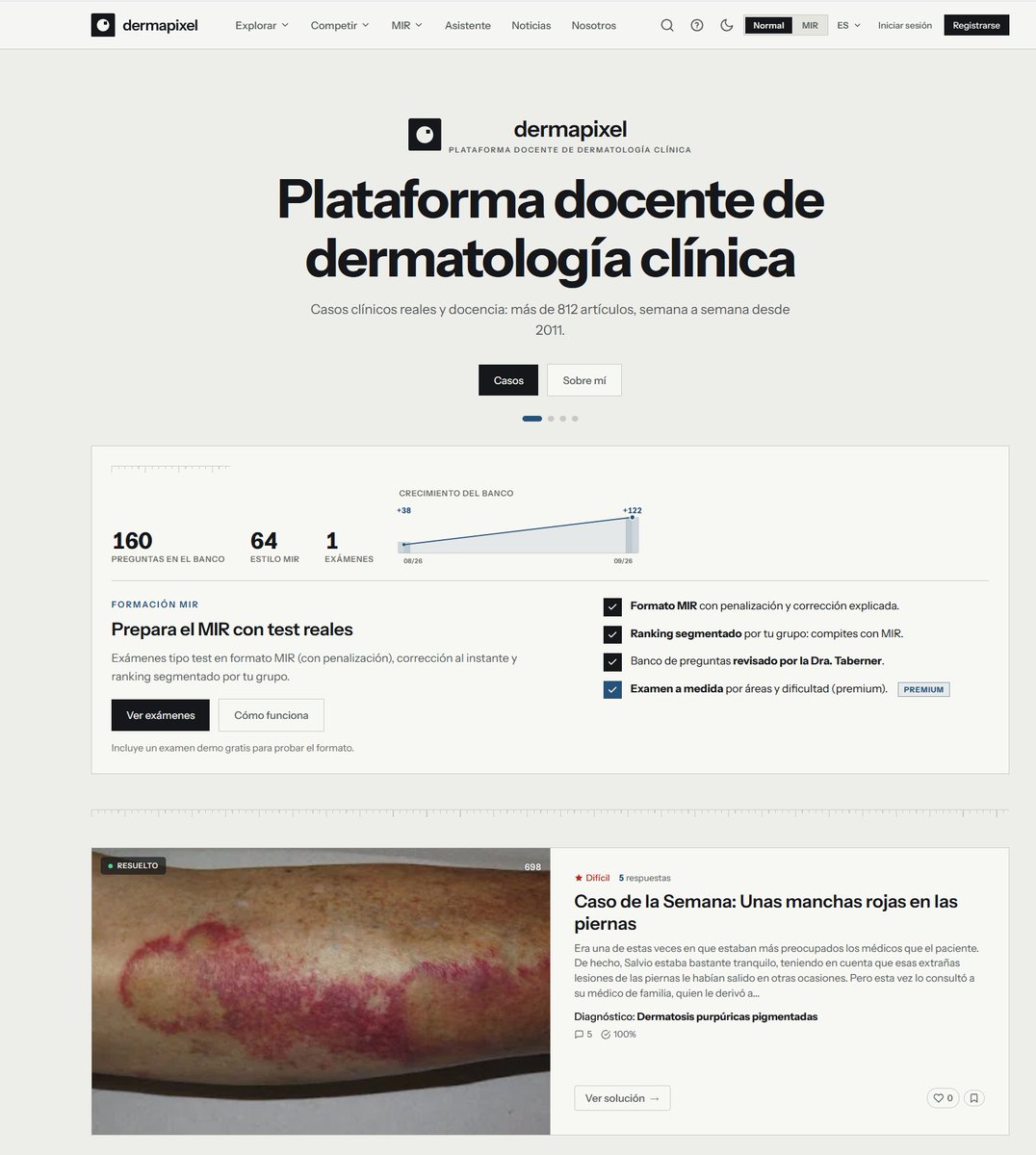 dermapixel's tweet photo. Atentos este sábado (26/9) porque empieza una nueva era en #Dermapixel. Estrenamos plataforma, más moderna, con interacción real, gamificación, prácticas con exámenes a medida, asistente de IA. A partir de ahora, en vez de "buscar en dermapixel", vas a "hablar con el dermapixel" https://t.co/qXD2BGdjaH