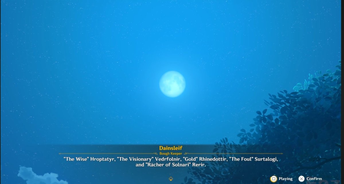 khaenriarchive's tweet photo. Camera angles when Dainsleif lists the sinners in 4.7 :
Hroptatýr - Dainsleif's eye
Vedrfolnir - Dainsleif's face
Rhinedottir - the water in front of Dainsleif
Surtalogi and Rerir - the moon https://t.co/T1E39orMJa