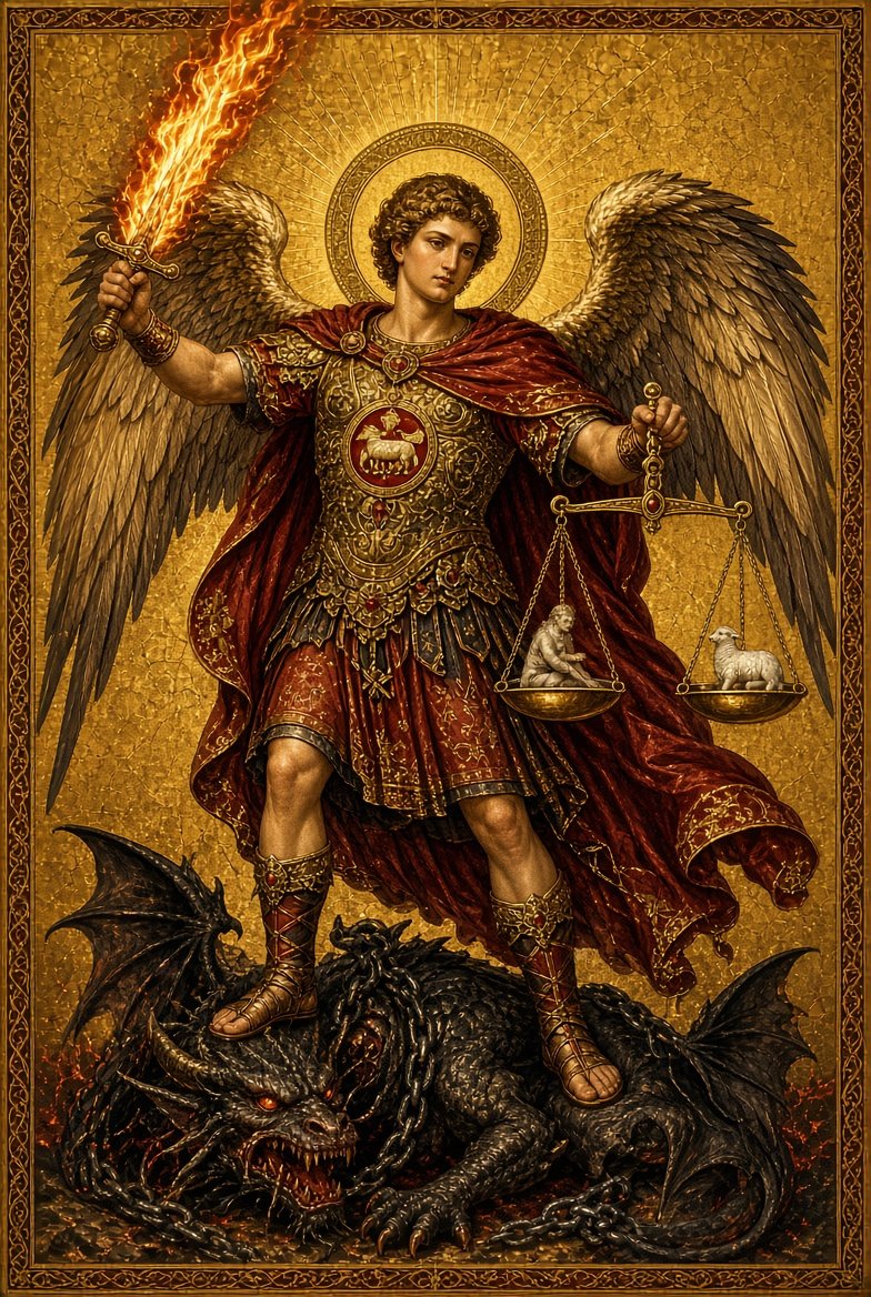 BibleRollApp's tweet photo. St. Michael the Archangel, 
defend us in battle. 
Be our defense against the wickedness and snares of the Devil. 
May God rebuke him, we humbly pray, 
and do thou, 
O Prince of the heavenly hosts, 
by the power of God, 
thrust into hell Satan, 
and all the evil spirits, 
who prowl about the world 
seeking the ruin of souls. Amen.