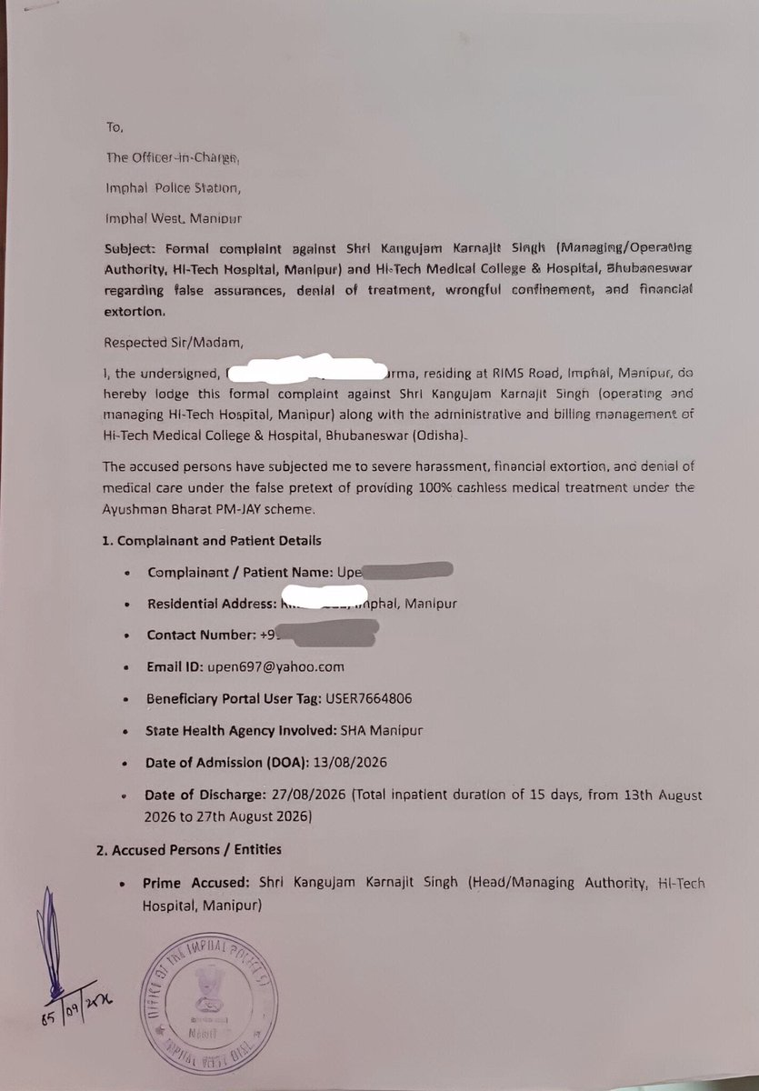 JShakurB's tweet photo. 🚨"Licypriya Foundation" Hospital Scam EXPOSED⚡️

An FIR has been lodged against Manipur's Notorious Con-man Kangujam Karnajit Singh, father of "Climate Activist" @LicypriyaK for wrongful confinement & financial extortion, among others.

The victim accused KK singh of luring Manipuri Patients with false "100% cashless" treatments & inpatient stay in Hi-Tech Medical College & Hospital, Bhubaneswar. Relying on the assurances he travelled from Manipur to Odisha but they kept him admitted for 15 days with NO TREATMENT at all & when the victim demanded to leave, the hospital illegally detained him & forced him to pay a private bill.

▪︎● Licypriya Foundation (in partnership with the same Hi-Tech Medical College & Hospital, Bhubaneswar) has publicly & repeatedly announced 100% free scholarships & partial free scholarships under the name "Licypriya Fellowship" for Manipur students covering admission & tuition for allied medical courses at the Bhubaneswar campus. Students were told they would not pay a single rupee in college fees until course completion (only mess & personal expenses).

🚨 But emerging reports from Manipur indicate that several students who went to Hi-Tech Bhubaneswar under the Scholarship programme, as well as other patients who were lured with the false assurances of Free Treatment, have left the institution & are considering or preparing additional formal complaints against Licypriya Foundation, her serial fraudster father & Hi-Tech Medical College & Hospital, Bhubaneswar itself.

▪︎● Licypriya Kangujam's father KK Singh s a history sheeter:
He was arrested in 2015  in Manipur on charges including fraud, assault, criminal breach of trust & related offences for duping Indian & foreign dignitaries in the name of UNESCO. He was declared an absconder/Fugitive by a Manipur court in 2016 after fleeing an interim bail.

▪︎● He was rearrested in May 2021 in Delhi on charges of forgery, cheating & related offences stemming from complaints (including from Foreign & Indian students) about collecting fees or funds for purported international youth conferences, summits & exchange programmes under entities like the International Youth Committee that allegedly did not materialise as promised.
He had previously faced similar allegations of using UN or UNESCO-like branding & collecting funds under false pretences.

@MadhishParikh @BefittingFacts
@makesyoucakes @NewsMatrixIND @theskindoctor13 @MeghUpdates 
@IndicMatrix @OpIndia_com @AskAnshul @anandmahindra @UnSubtleDesi @MumbaichaDon @rahulkanwal @sardesairajdeep @Arunchauhanhere @Dig_raw21  @TacticalKafir @RShivshankar @rishibagree @VladAdiReturns @madhukishwar @mrsinha 
@KreatelyMedia @JoseRamosHorta1 @UNEP @UNICEF @WHOTLS @UNTimorLeste @UNDPTimorLeste @UNICEFTL @TanushreePande @hindupost @HinduITCell @hinduphobia_tr 
@RituRathaur @TeamHinduUnited
@amitmalviya @ImHydro45 @HinduVoice_in