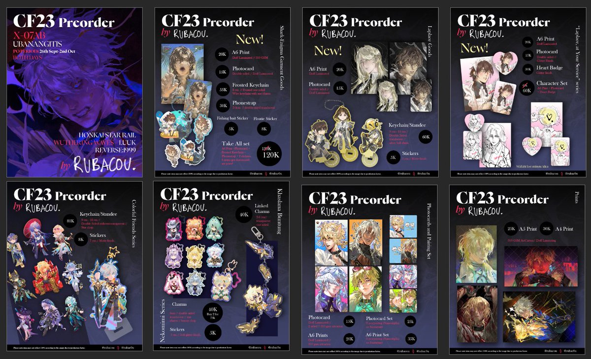 rubac0u's tweet photo. i finished my catalogue and tbh as much as i want to open it now, i have things to do and work. does anyone want to be tagged tomorrow? ill up the forms in the morning. #cf23
fandom: hsr, reverse 1999 (laplace), wuwa (luuk) https://t.co/UIRYpIhj97