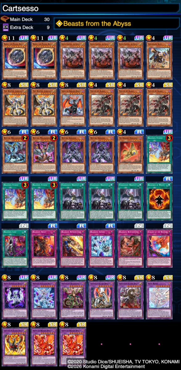 Yuuichi__k's tweet photo. September 2026 KCC official results!
18th Place
Decks Used: Branded Bystial mostly, Snake eyes too
Shout-out to @Minor_predaprim for the preparation help as well as the mental support throughout the cup!
Can't wait for more tops in the future! https://t.co/TIwLPWvYGC