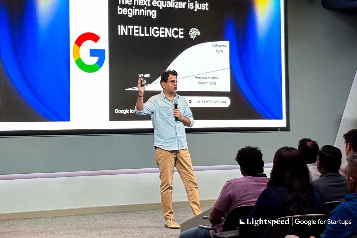 LightspeedIndia's tweet photo. India’s internet user base grew from 50 million to 900 million in just two decades. Yet the next 300 million consumers have remained too costly to serve. AI is beginning to change that.

Earlier this week, we co-hosted the Google for Startups (@GoogleStartups) x Lightspeed Sprint at Google’s Gurugram office, a full-day build session for consumer and fintech startups. More than 100 founders and CTOs from Seed to Series B companies joined us for a morning of strategy and an afternoon of hands-on building with Google engineers.

Rahul Taneja (@rahultaneja) opened with a keynote on why India is one of the most exciting geographies to build for over the next decade. A fireside chat followed, with Ronnie Screwvala (@RonnieScrewvala), Chairperson and Co-Founder of upGrad (@upGrad_edu), and Karan Kumar (@_kkumar) of Google Cloud (@googlecloud) discussing trust, scale, and building a brand that lasts.

Then it was time to get hands-on.

Participants split into two tracks: Rahul explored how to serve and build for India’s next 300 million consumers, while Ishaan Preet Singh (@ishaanpreet) examined fintech’s next 10x value driver. They identified promising whitespace, joined one-on-one architecture sessions with Google Cloud engineers, and put their ideas into action.

Thank you to Ronnie for his time and candour, and to the Google for Startups and Google Cloud teams for bringing their engineers into the room and making the full-day sprint possible.

We will share the decks from both tracks on our Substack soon. Subscribe here to read them first: https://t.co/01QxnCEDFs

@ragingdas @nityabaskar @SeekingN0rth