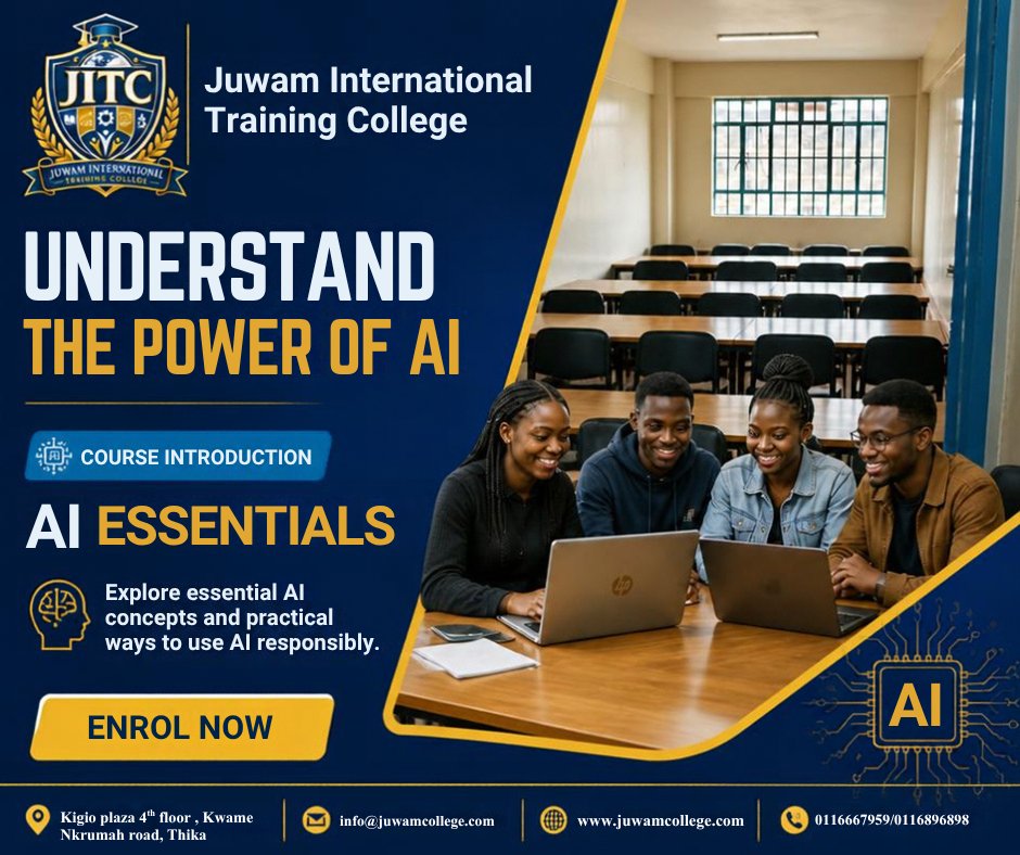 juwamcollege's tweet photo. Understand the power of AI.

Explore essential AI concepts and practical ways to use AI responsibly with JITC’s AI Essentials course.

Enrol now: 🌐 https://t.co/J5wsSf242D

#JITC #ArtificialIntelligence https://t.co/mHejUxpKaX