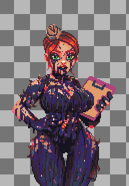 Chertovskee's tweet photo. No matter how covered Tonya is in the oil of the robots she’s killed, her reports always remain clean and clear.

#indiegame #pixelgame #gamejam https://t.co/LjbvQtRGO1