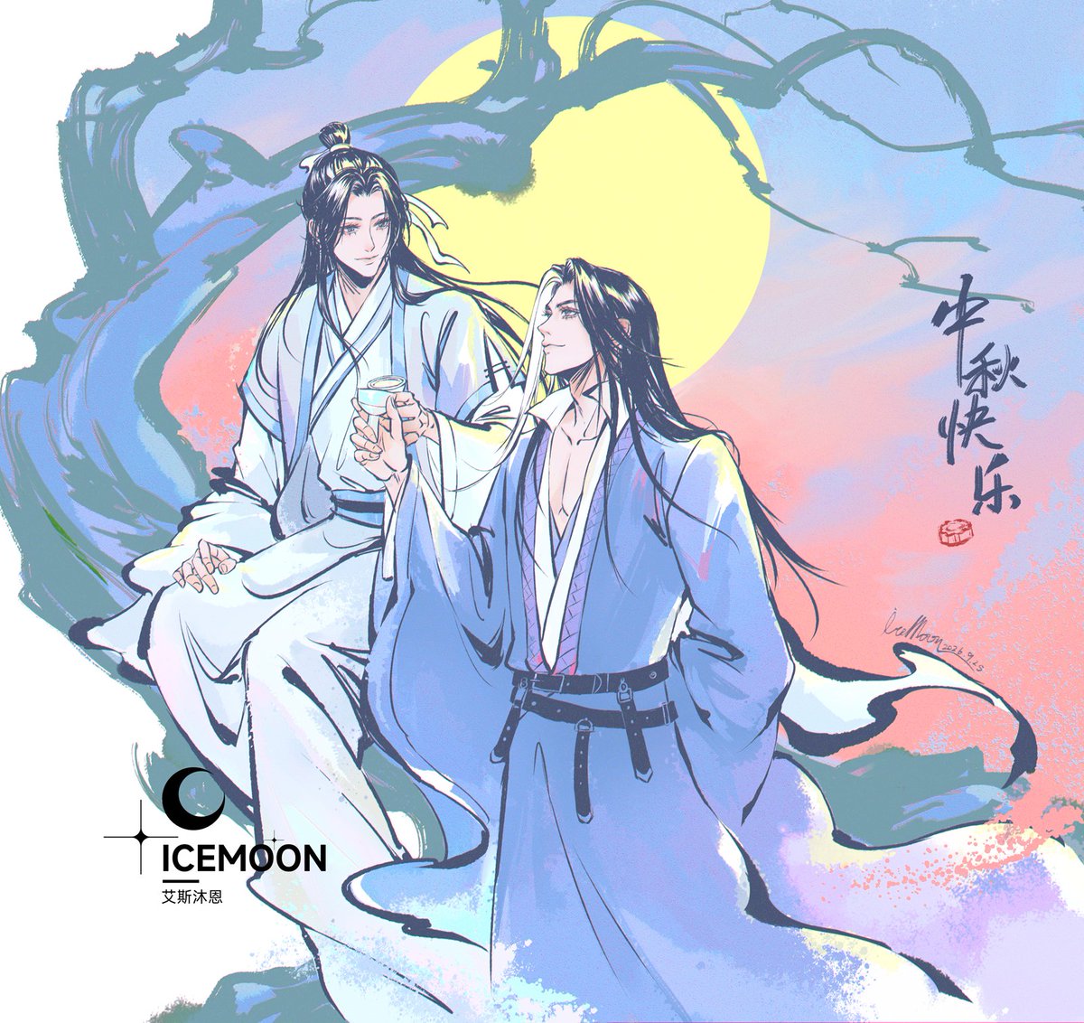 icemoon0000's tweet photo. 今天画千秋，祝大家中秋快乐！记得吃月饼哦！#千秋 #晏无师 #沈峤 #中秋 https://t.co/iQafHL0y5x