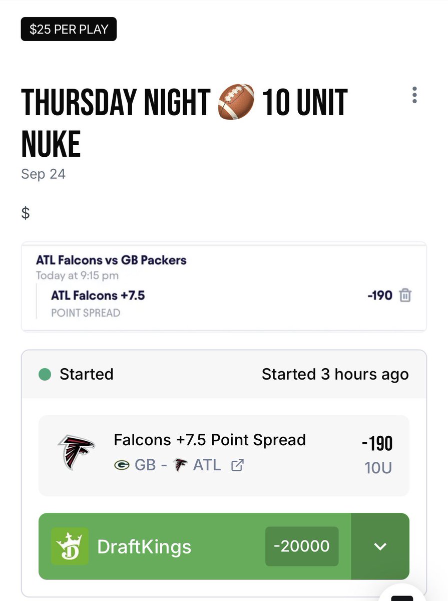 SSpicksVIP's tweet photo. I AM 90%+ ON THESE 10 UNIT FOOTBALL NUKES SO FAR THIS SEASON. OVER 100k PROFIT MADE. 

Stop missing out and join a real profiting team. Any package you buy if you don’t profit you get the same package free. #nfl #football #trending #falcons #packers #MoneyManagement https://t.co/HNjOQ1ARhX