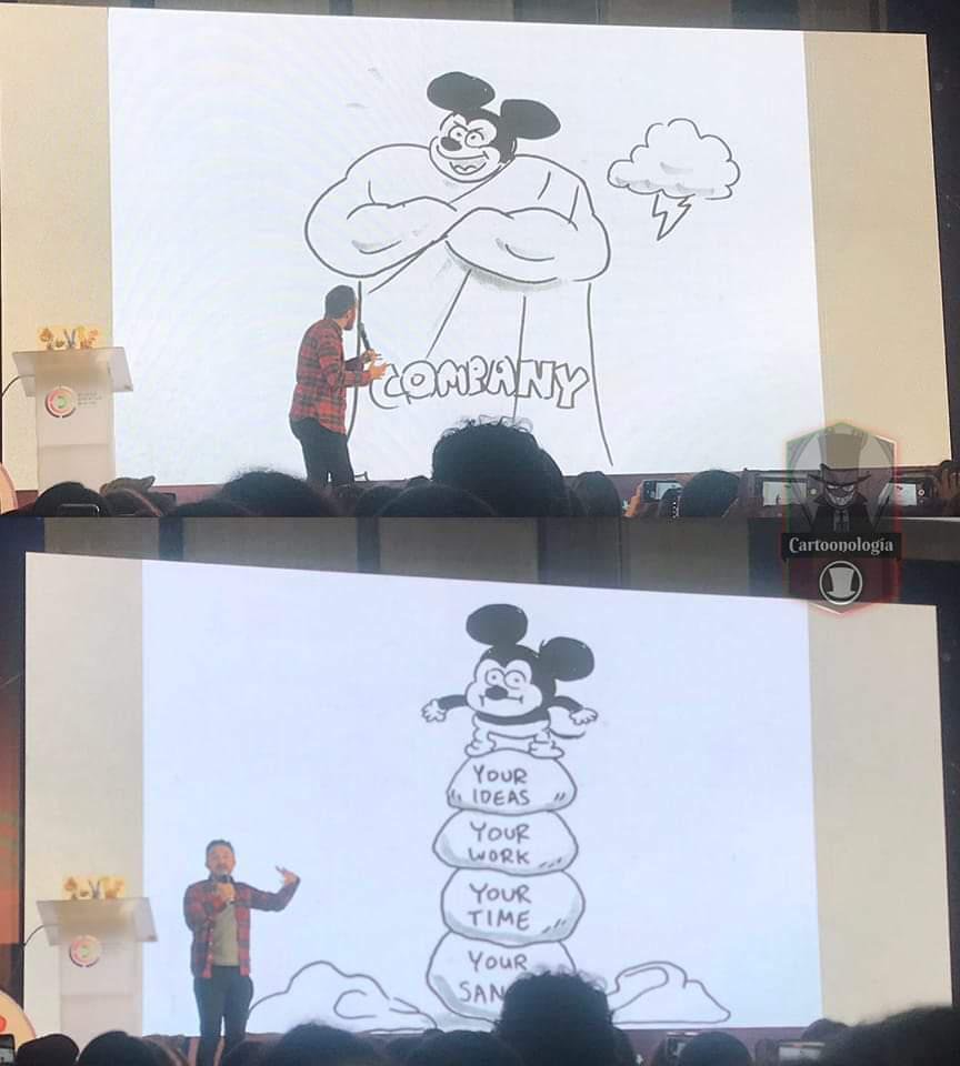 Tommbarral's tweet photo. @JackSablier También que cagado que hable pestes de Disney, pero ahí lo ves aún trabajando con ellos. Mucha creatividad tendrá el tipo, pero ética laboral no tanta. https://t.co/hR4KrfDdtl