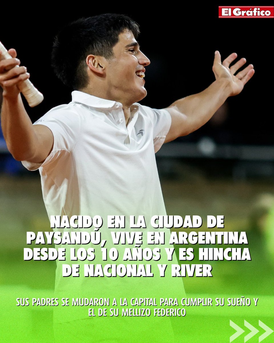elgraficoweb's tweet photo. 🔎🇺🇾Quién es Joaquín Aguilar Cardozo, el tenista uruguayo que causó sensación en el Buenos Aires Challenger al derrotar a Francisco Comesaña

➡️El charrúa vive en Buenos Aires desde que tiene 10 años, es hincha de Nacional y River y suma 24 victorias al hilo en el circuito. https://t.co/e6UspPRly5