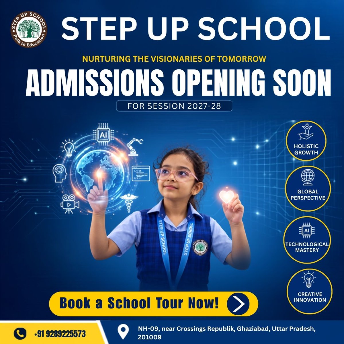 StepUpSchool2's tweet photo. NURTURING VISIONARIES OF TOMORROW

The future belongs to those who dream beyond the ordinary, think with purpose, and create with confidence.

At STEP UP SCHOOL, we nurture young minds to question, explore, innovate and lead with learning that goes beyond textbooks possibilities. https://t.co/QKlhhdCNoX