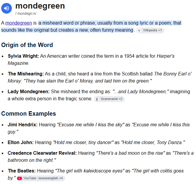 tobymajoby's tweet photo. @signulll But did you know that's an example of a 'mondegreen'? https://t.co/AnamVOSf3S