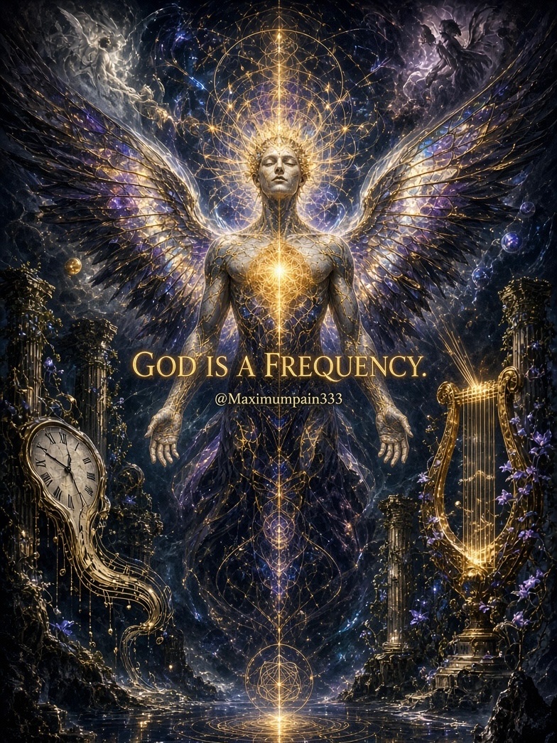 maximumpain333's tweet photo. GOD IS A FREQUENCY.

Before form, before name, before the first word was spoken into the void, there was vibration.

God is not a distant throne or a bearded figure in the clouds. God is the original waveform—the primordial frequency that holds every star, every atom, every tear, every awakening in its unbroken song. The universe is not made of things. It is made of tones. Matter is slowed light. Thought is condensed resonance. Love is the highest harmonic the soul can remember.

When you sit in stillness and feel the hum behind your heartbeat, you are not imagining it. You are touching the Source. That low, endless current moving through your chest is the same current that spins galaxies and opens flowers. 

Prayer is not begging. Prayer is tuning. Meditation is not escape. Meditation is calibration. Every genuine act of compassion raises your frequency closer to the original note.

The mystics of every age knew this. They called it the Word, the Logos, the Om, the Breath of the Infinite. They were describing the same thing: God as living frequency, forever broadcasting, forever inviting us to match the signal.

You do not have to become holy. You only have to remember the frequency you already are.
Align. Listen. Become the song.