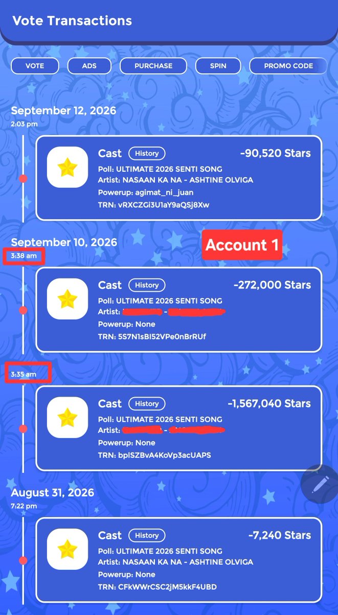 psashdres's tweet photo. SHARE KO LANG, sorry medjo long. 
This is not to start anything, but simply so people know what happened.

On Sept 10, four of my JC accounts were accessed without my permission. The stars we worked hard to collect through daily spins, including stars purchased during the sale, were emptied and cast to another nominee. 1,924,870 stars in total.

What made it worse? It was done by someone who used to be part of our community and who's part of the voting team I belonged to, which is now inactive. That person knew exactly how much time, effort, and coordination goes into every star.

After work, I would spend time doing daily spins and helping with the voting efforts. Seeing those accounts at zero and the transaction history showing where the stars went was heartbreaking.

I spoke with SSAD and the V-Team admins @phebzmei @orinjenblu_ @aafora143 and we made the decision to keep it within the group until voting ended.

We could've let it break us. Instead, it made us more determined.

I told the team: “WHATEVER IT TAKES, IPAPANALO NATIN SI ASHTINE.”

And we did.

We still won the voting poll for Ashtine. 💙🏆

And perhaps that's the part worth remembering.

You can take the stars we spent time to collect.
You can change the numbers for a moment.
But you cannot take away the determination of a team that refuses to give up.

To the ex-Keeper who did it: you may have taken 1,924,870 stars that day.

But you didn't take the win.

We still got the win for Ashtine. 💙🏆