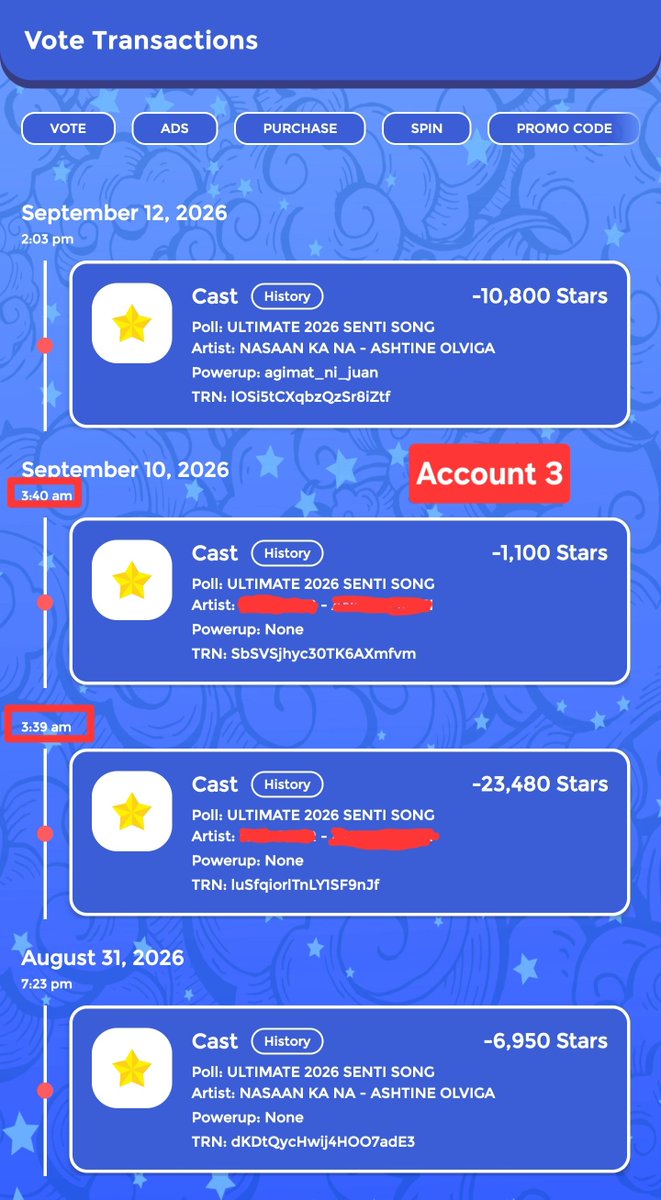 psashdres's tweet photo. SHARE KO LANG, sorry medjo long. 
This is not to start anything, but simply so people know what happened.

On Sept 10, four of my JC accounts were accessed without my permission. The stars we worked hard to collect through daily spins, including stars purchased during the sale, were emptied and cast to another nominee. 1,924,870 stars in total.

What made it worse? It was done by someone who used to be part of our community and who's part of the voting team I belonged to, which is now inactive. That person knew exactly how much time, effort, and coordination goes into every star.

After work, I would spend time doing daily spins and helping with the voting efforts. Seeing those accounts at zero and the transaction history showing where the stars went was heartbreaking.

I spoke with SSAD and the V-Team admins @phebzmei @orinjenblu_ @aafora143 and we made the decision to keep it within the group until voting ended.

We could've let it break us. Instead, it made us more determined.

I told the team: “WHATEVER IT TAKES, IPAPANALO NATIN SI ASHTINE.”

And we did.

We still won the voting poll for Ashtine. 💙🏆

And perhaps that's the part worth remembering.

You can take the stars we spent time to collect.
You can change the numbers for a moment.
But you cannot take away the determination of a team that refuses to give up.

To the ex-Keeper who did it: you may have taken 1,924,870 stars that day.

But you didn't take the win.

We still got the win for Ashtine. 💙🏆