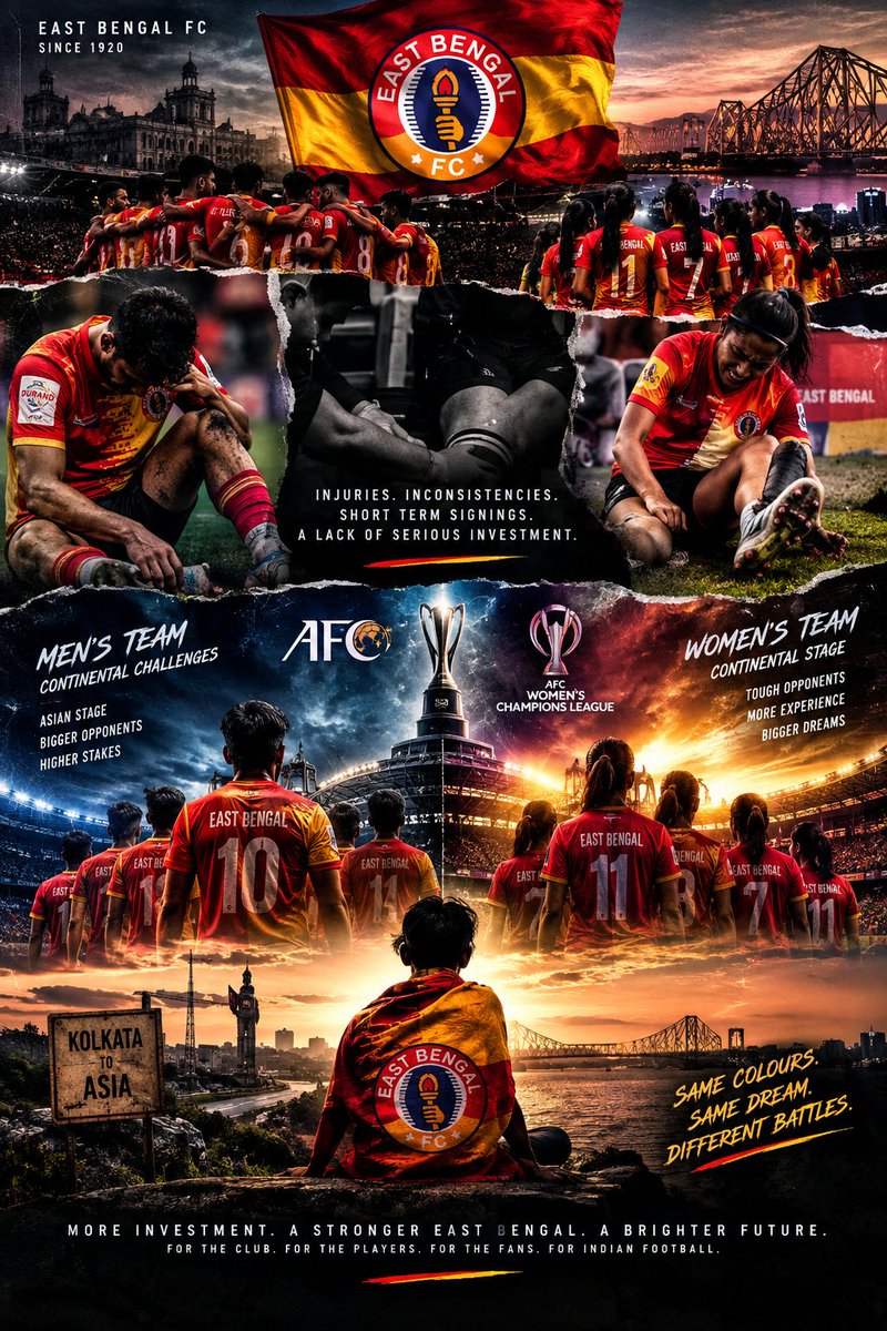 Kishan_Samanta's tweet photo. You can’t build an Asian football force on compromises forever.
East Bengal’s men and women are preparing for continental battles against stronger opposition. The ambition is there. The history is there.
Now the investment has to match the dream. 🔴🟡 https://t.co/uBmVPCGFNP