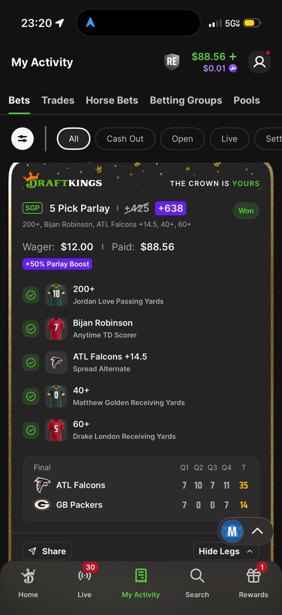 LiTheLockSmith's tweet photo. Solid night hope you guys followed the bets. Follow the page for more. Also won some money on poly market put 25 on falcons ML. https://t.co/UAtQrgTSlb
