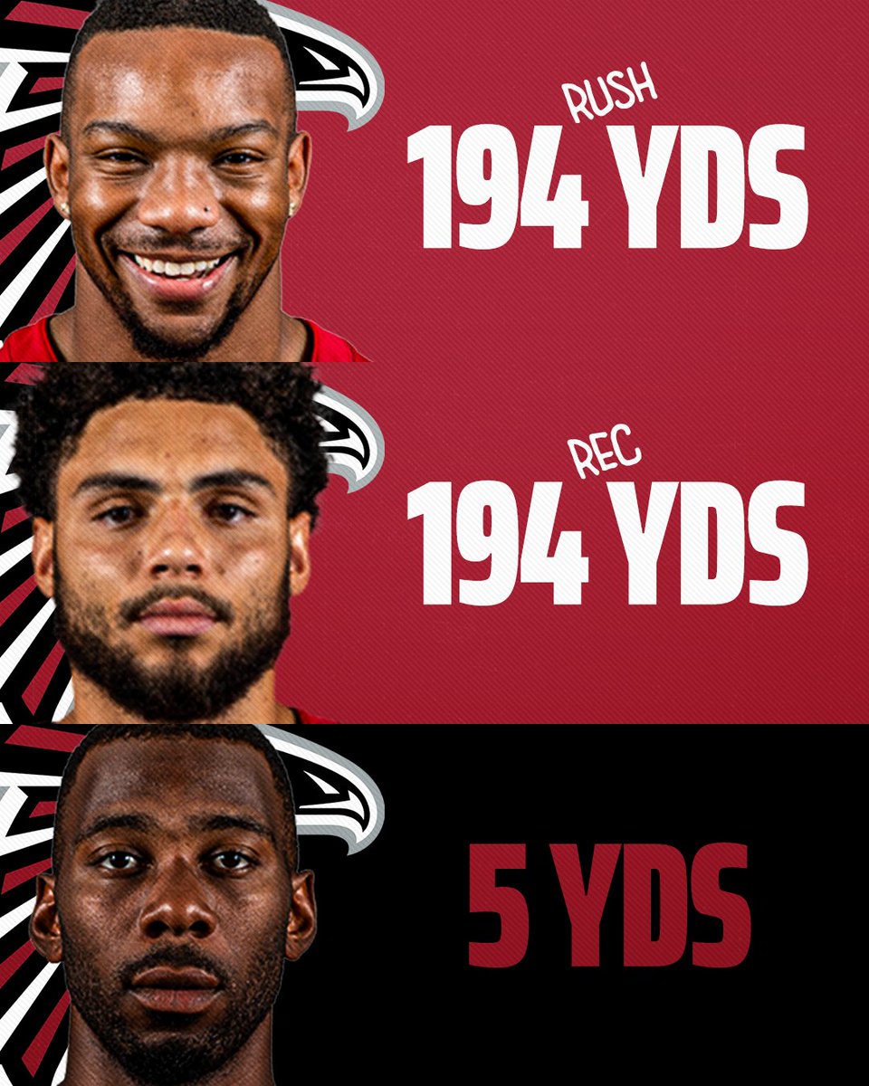 DraftKings's tweet photo. Bijan Robinson and Drake London each recorded 194 yards tonight 🔥

But Kyle Pitts could only muster up 5 yards 😅 https://t.co/TmudrvqJXj