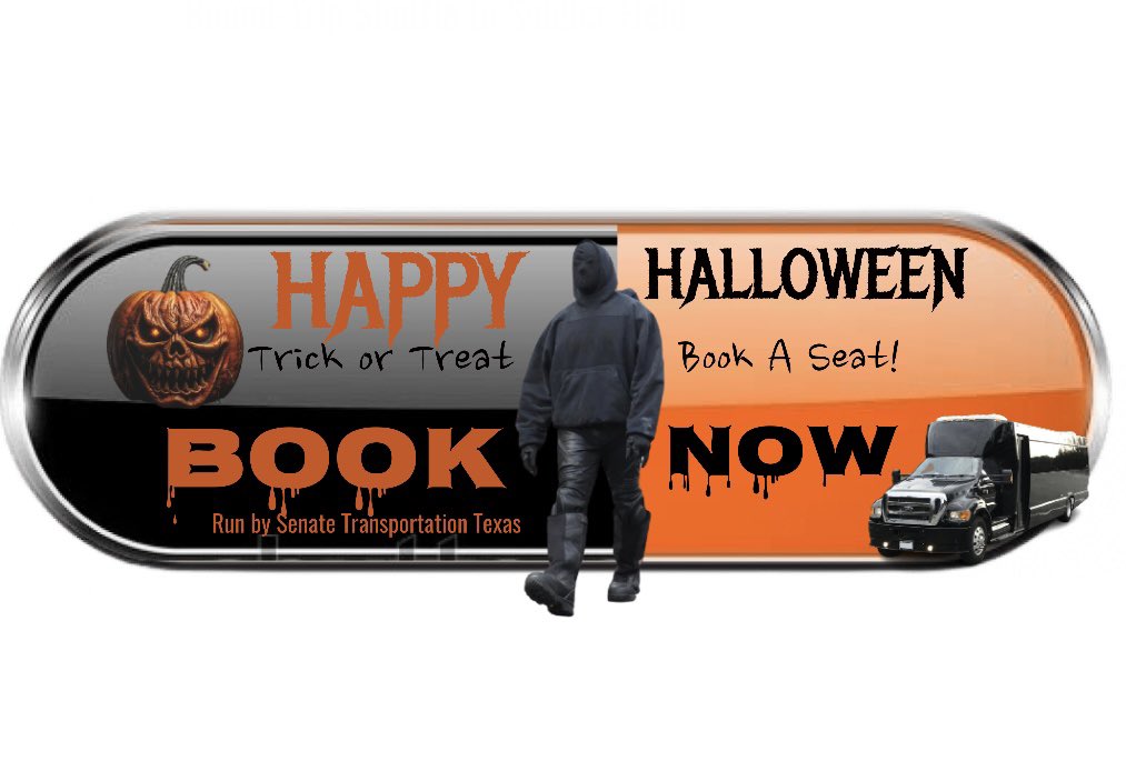 SenateTransport's tweet photo. 🎃Trick or Treat ….BOOK A SEAT!
Buy (1) seat for $65 and get the 2nd seat FREE on our: #KanyeWest #YE
ROUND-TRIP shuttle departing from (2) separate locations in #Houston
Downtown #HTown ⬇️
https://t.co/iD46k7tgMb
#IAH Airport ✈️ ⬇️
https://t.co/RR5fCr5ZVk
#Yeezy #TX https://t.co/yYy9cqggGK