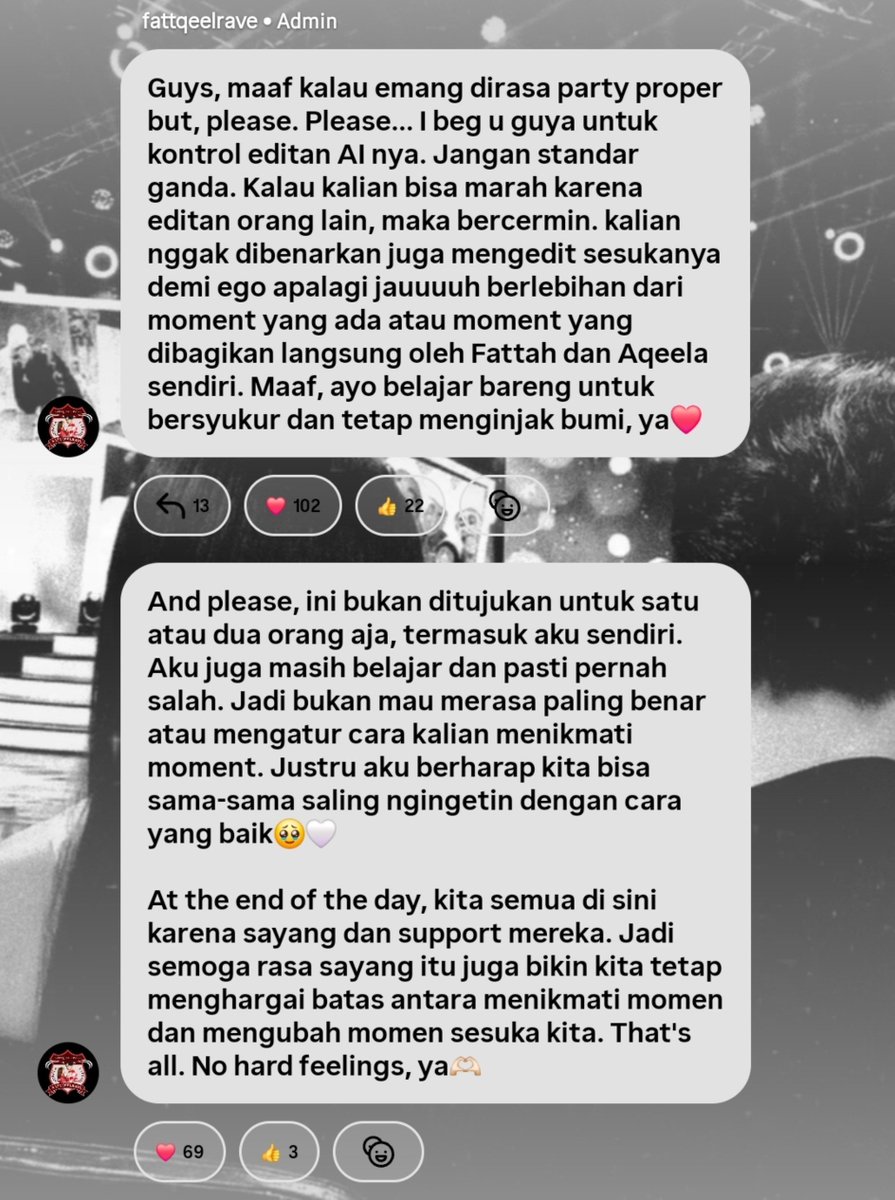 Nfllvvv's tweet photo. guyss bisa disebar luaskan ya. karena ga semua juga follow akun fb, dari fb fq sudah reminder dan sempet buat dm om athar juga. buat kontrol akun² dimedia sosial yg berlebihan emg sulit tapi setidaknya kita bisa reminder selalu terutama pada akun² editor yang bersangkutan🙏🏻 https://t.co/8eLL54C1aT