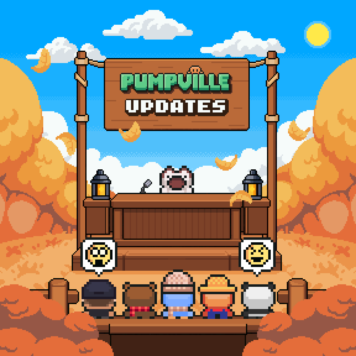 PumpvilleWorld's tweet photo. Pumpville update is live!

🐙 TAKO RAID BOSS
Tako surfaces every hour. Fight together, deal enough damage to qualify, and earn Moonberries to throw at Exhausted Tako for rewards.

❤️ HOSPITAL
Respawn at the Hospital, restore your HP, and stock up on healing items before heading back into battle.

🍂 FALL IS HERE
The Snow area has transformed for fall, with something new starting to take shape near town. Community construction for the Fairgrounds begins soon!

🔥 BURN TRACKER
10,000,000 solana:72FkeF1cpBMtbordhTVNVbBGdaN5DfHcchstHwPWpump was burned during the Burn Party. The campfire now has a live counter tracking the total burned.

Jump in and explore!