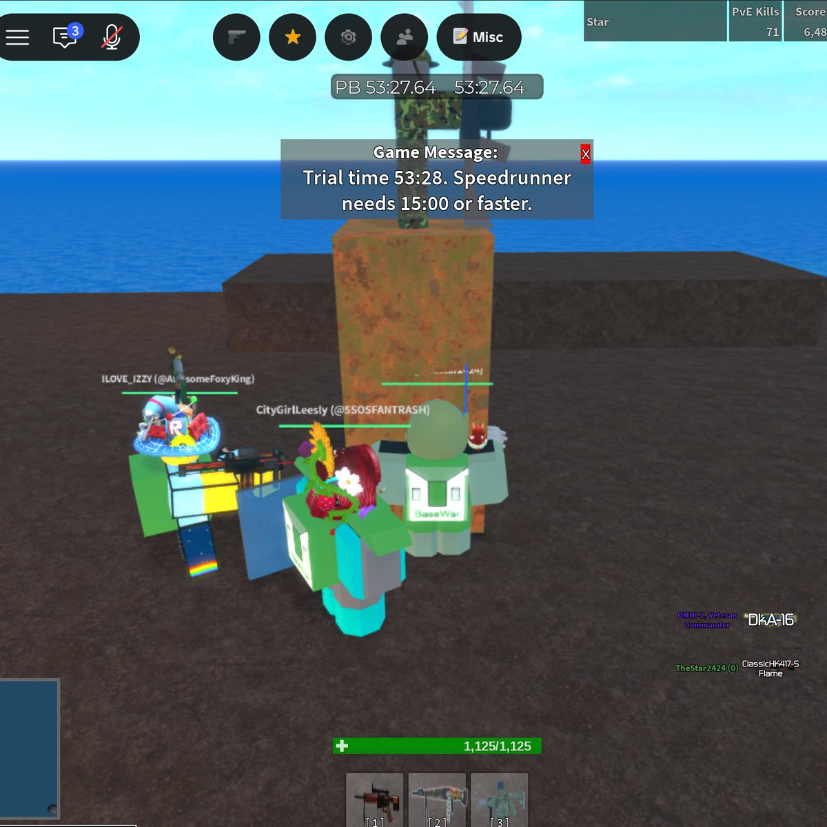 TheStar2424's tweet photo. WORST ONE EVER. We got unlucky and couldn't talk with the 4th person so they didn't know what to do😭✨
#roblox
#thehunt
#basewars https://t.co/LW9V3GChBC