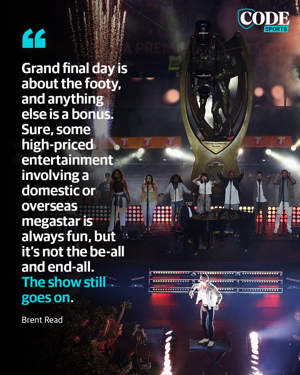 codenrl's tweet photo. You want entertainment? You’ll get bucketloads of it on grand final day. But it doesn’t have to come in the form of an overpriced musician, writes BRENT READ. 👀
WEEKEND READ ➡️ https://t.co/iw0APeoX9W https://t.co/kYTHwvFoot