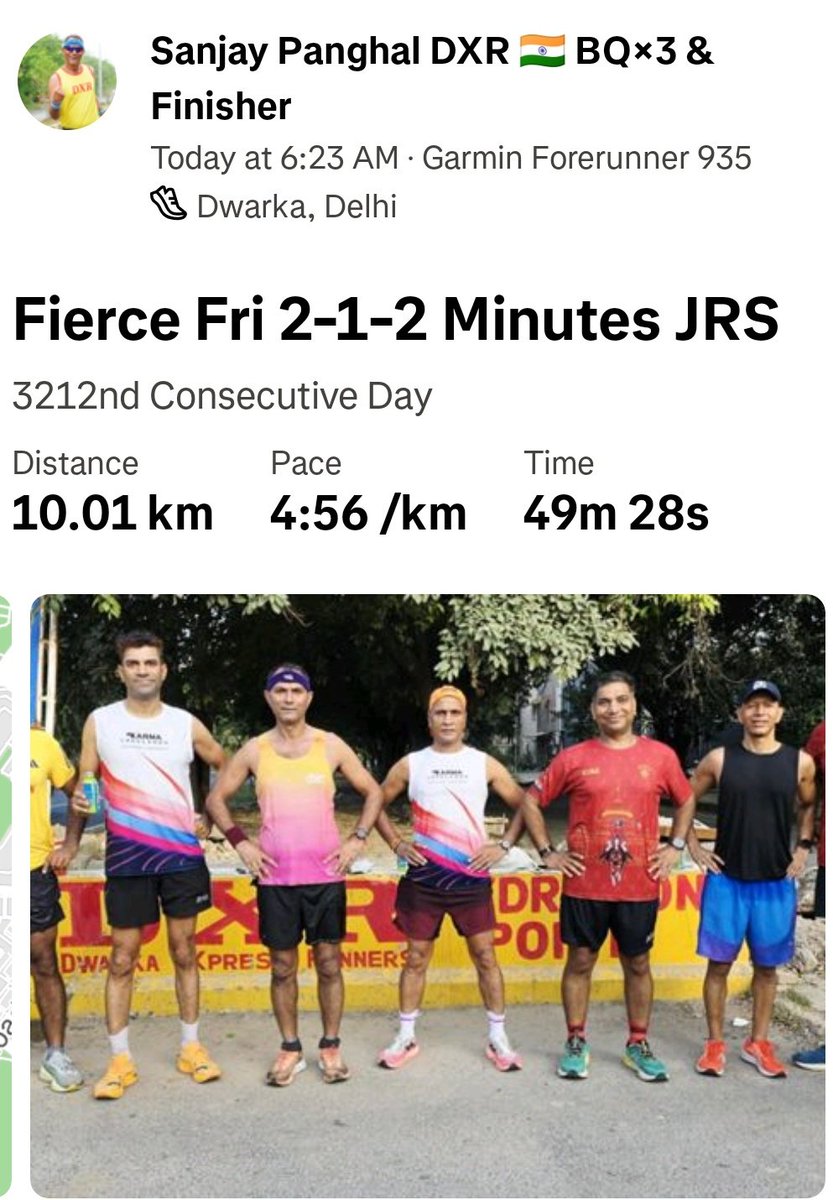 sanjaypanghal's tweet photo. जो भी करना हो जिंदगी में, औरों की बजाय करो, ख़ुद के भरोसे,
छल जायेगा दूसरा कभी भी, फिर क्या ही होना है उसको कोसे।
Fierce Fri 2-1-2 Minutes JRS 10Km Run
#AdmireYourself
#pangale #nonstoprunner #Runपगले #DXR #मक्खनदौड़ #RunningMonk #fitness #running @FitIndiaOff @DwarkaXpress https://t.co/uYCse6Wgff