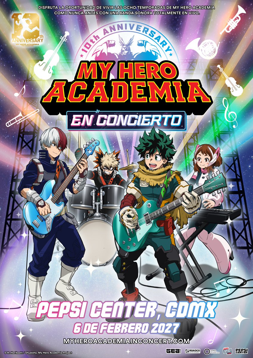 animemusiclab's tweet photo. ¡Plus Ultra! ¡Celebra con nosotros los 10 años de los héroes con My Hero Academia: En concierto! 👊💥
6 de Febrero, 2027. Pepsi Center, CDMX.

¡Boletos a la venta en Ticketmaster el 30 de Septiembre! https://t.co/R92qHowMl8