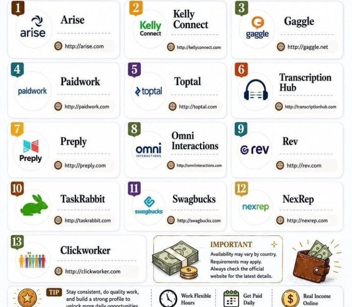 MarvinBlessed24's tweet photo. Looking to earn online? These are legitimate platforms, but availability and payment terms vary by country. Always verify before signing up.
#WorkOnline #Freelancing #RemoteWork #OnlineJobs #Uganda https://t.co/5LuG3Nz9wi