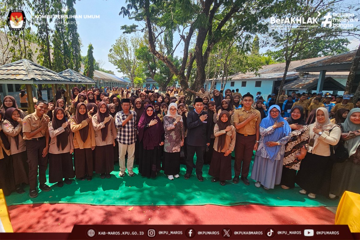 kpukabmaros's tweet photo. #TemanPemilih, Komisi Pemilihan Umum  Kabupaten Maros menggelar kegiatan Sosialisasi dan Pendidikan Pemilih Pemula di SMA Negeri 3 Maros, bertempat di Taman Baca SMA Negeri 3 Maros, Jumat (25/9/2026).

#KPUMelayani https://t.co/vwFRbJgsry