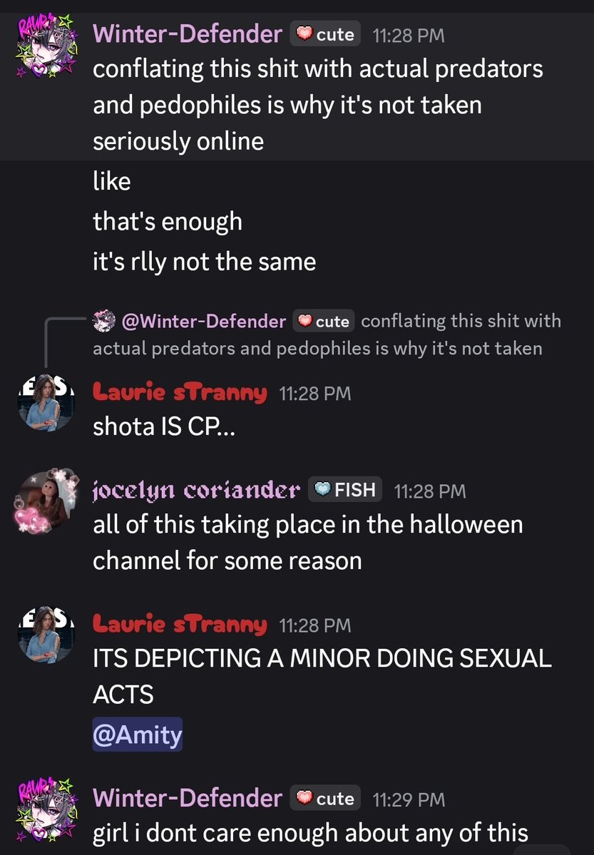 h1ddenfangz's tweet photo. Please block this person! They defend people who like shota (loli cp but for boys) and defended liking it https://t.co/Nk0bxFXWwS