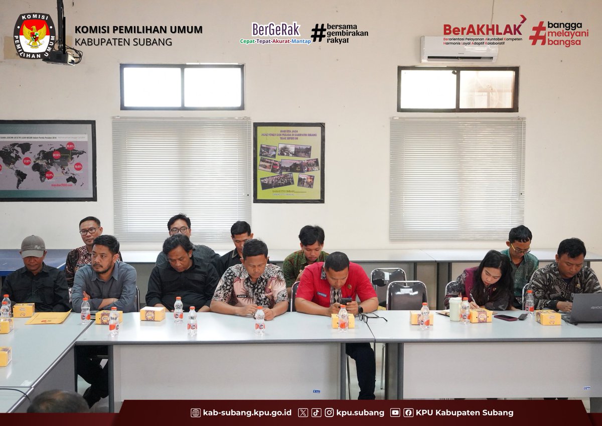 KpuSubang40202's tweet photo. #TemanPemilhi, KPU Kabupaten Subang melaksanakan Rapat Koordinasi Persiapan Pleno Rekapitulasi Pemutakhiran Daftar Pemilih Berkelanjutan (PDPB) Triwulan III Tahun 2026 pada Kamis (24/09/2026).

@KPU_ID 

#KPUMelayani https://t.co/IulXDDf6Zm