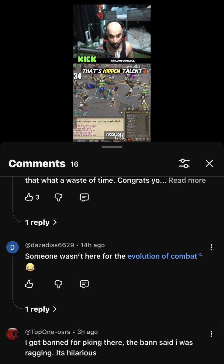 avgOSRSplayer's tweet photo. Idiot ragger “Top-Leak” crying in ODA stream that his account got banned for disruptive behavior 🤣🤣

Gf noob maybe risk more than 3k💩 stick to selling your teammates out 🐶 https://t.co/pKEPR6HJJ8
