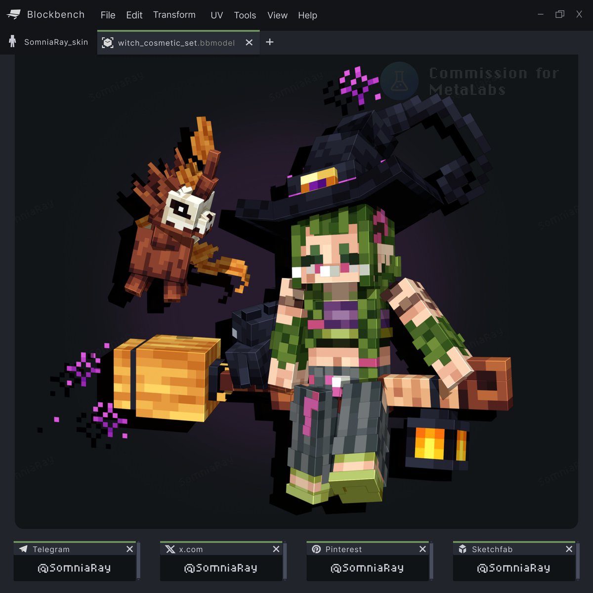 SomniaRayMC's tweet photo. Witch Cosmetic Set

#Minecraft #Blockbench https://t.co/X9dNq577il