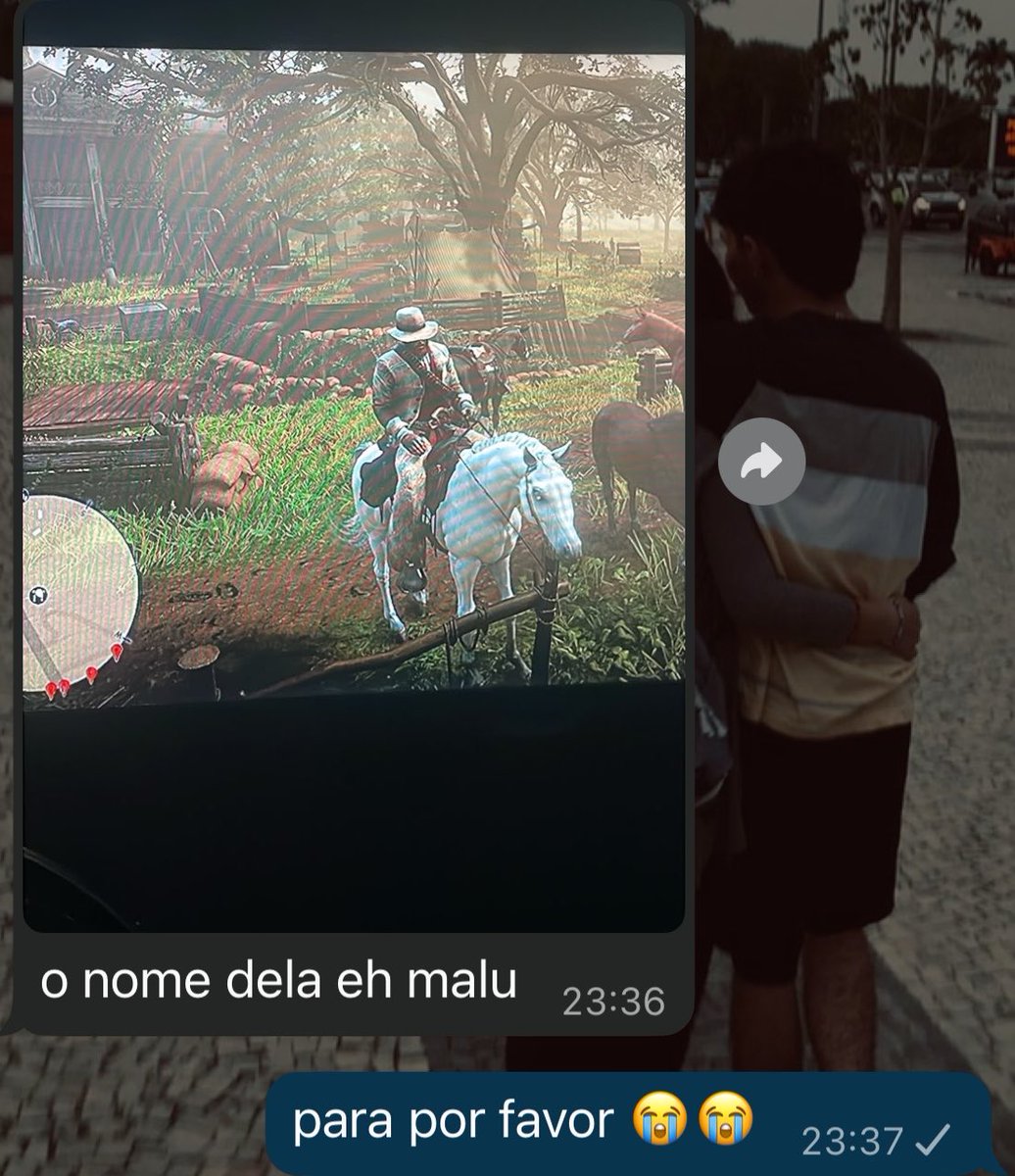 beiazocas's tweet photo. meu namorado fica colocando o nome dos nossos futuros filhos nos cavalos dele do read dead isso me adoece mano https://t.co/1DVMBHLtlr