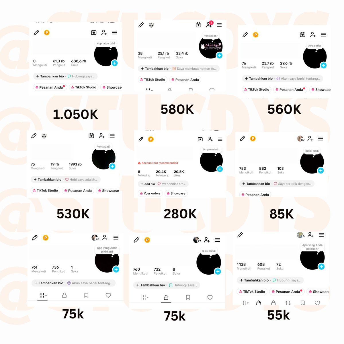 stucdys_'s tweet photo. Pagiiii aku update stok akun tiktok yaa, organik hasil ngonten dan mutualan bukan suntikan yaa

Need kol specialist jual live go affiliate kerkun Account aff shop keranjang kuning acc beli tt ig wts wtb https://t.co/yDnyL6VcQN