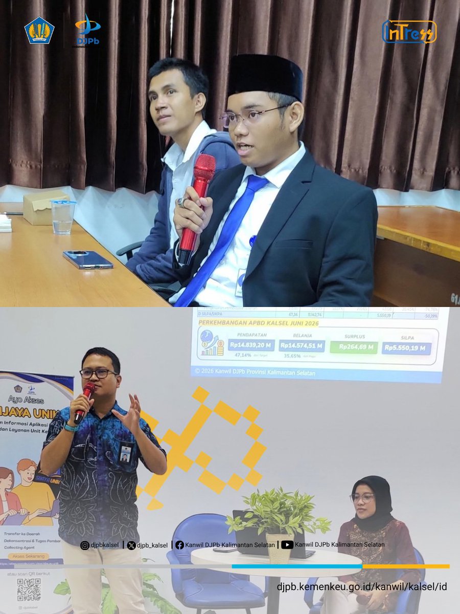 djpb_kalsel's tweet photo. Kanwil DJPb Kalsel menggelar mini diseminasi bersama mahasiswa ULM untuk membahas kebijakan Transfer ke Daerah (TKD), pengelolaan keuangan negara dan daerah, serta peran fiskal dalam mendukung pembangunan berkelanjutan di daerah. https://t.co/L1Yo8X2CGF