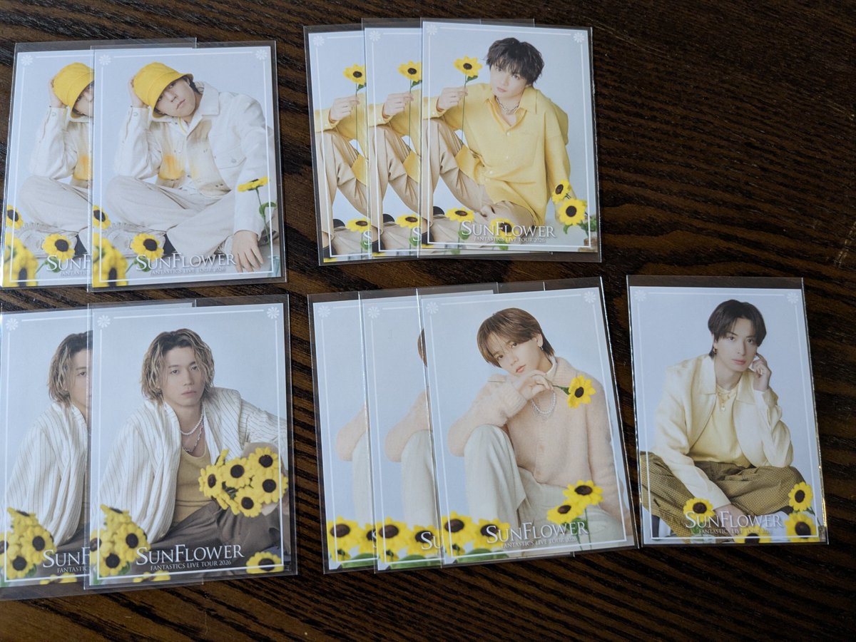peco_natsuki's tweet photo. FANTASTICS LIVE TOUR 2026 SUNFLOWER SF ファンタ フォトカ 交換

譲】世界 佐藤大樹 瀬口黎弥 中島颯太
    　木村慧人
求】SFⅠ２種　堀夏喜　八木勇征

※比率違い可能です
26日代々木 交換優先、他ご相談
☆お気軽にお声がけください☆ https://t.co/ebqchgSdsO